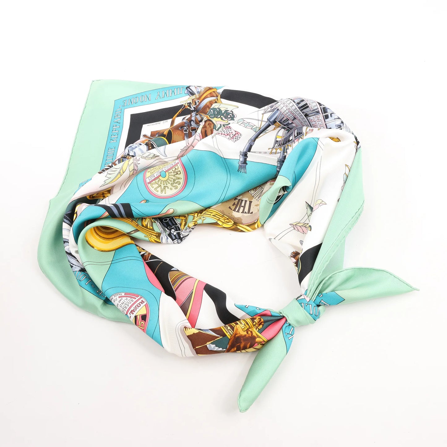 Hermès Carré 90 "THE ORIGINAL NEW ORLEANS CREOLE JAZZ 1923" Silk handkerchief in Green