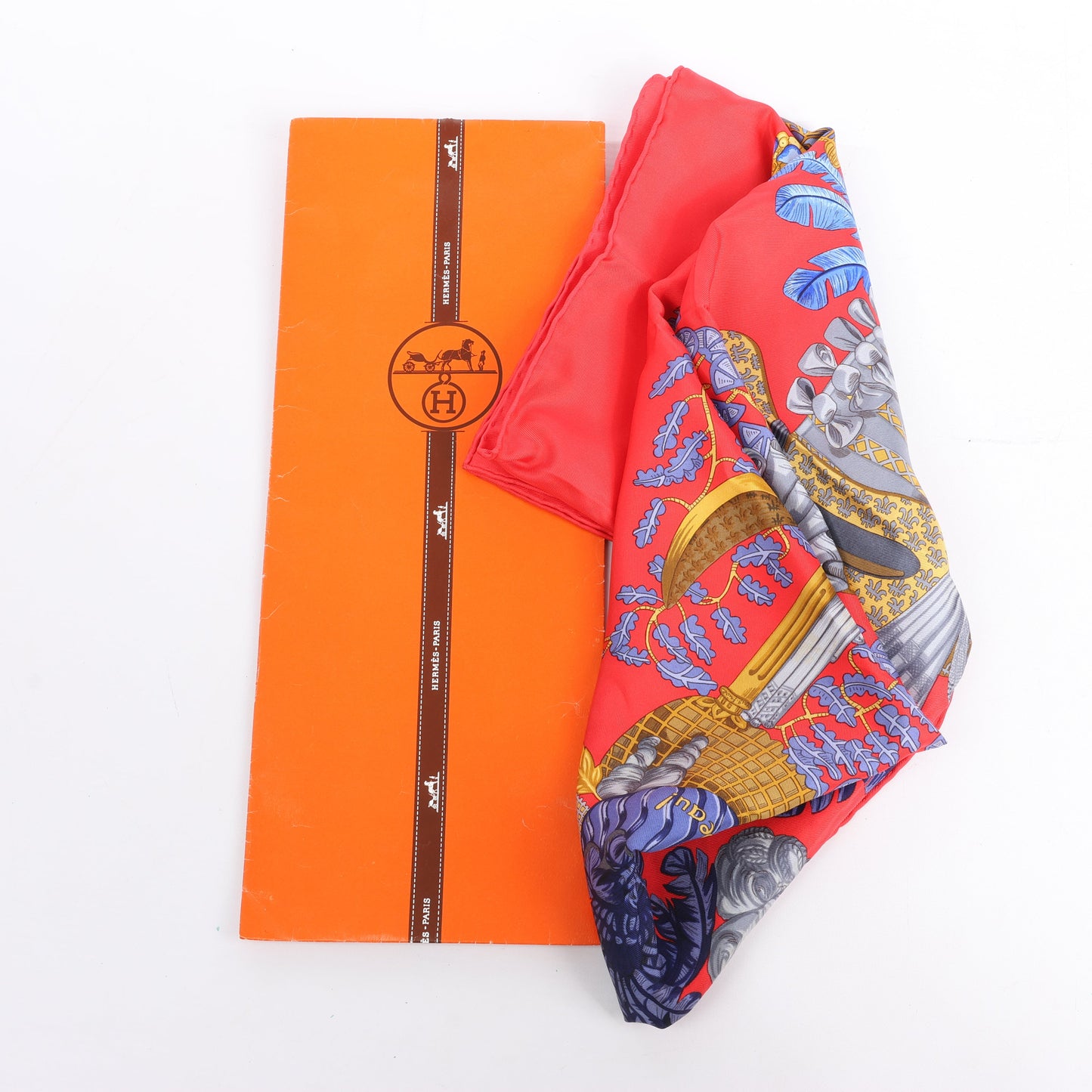 Hermès Carré 90 "Chapeau" Silk handkerchief in Red