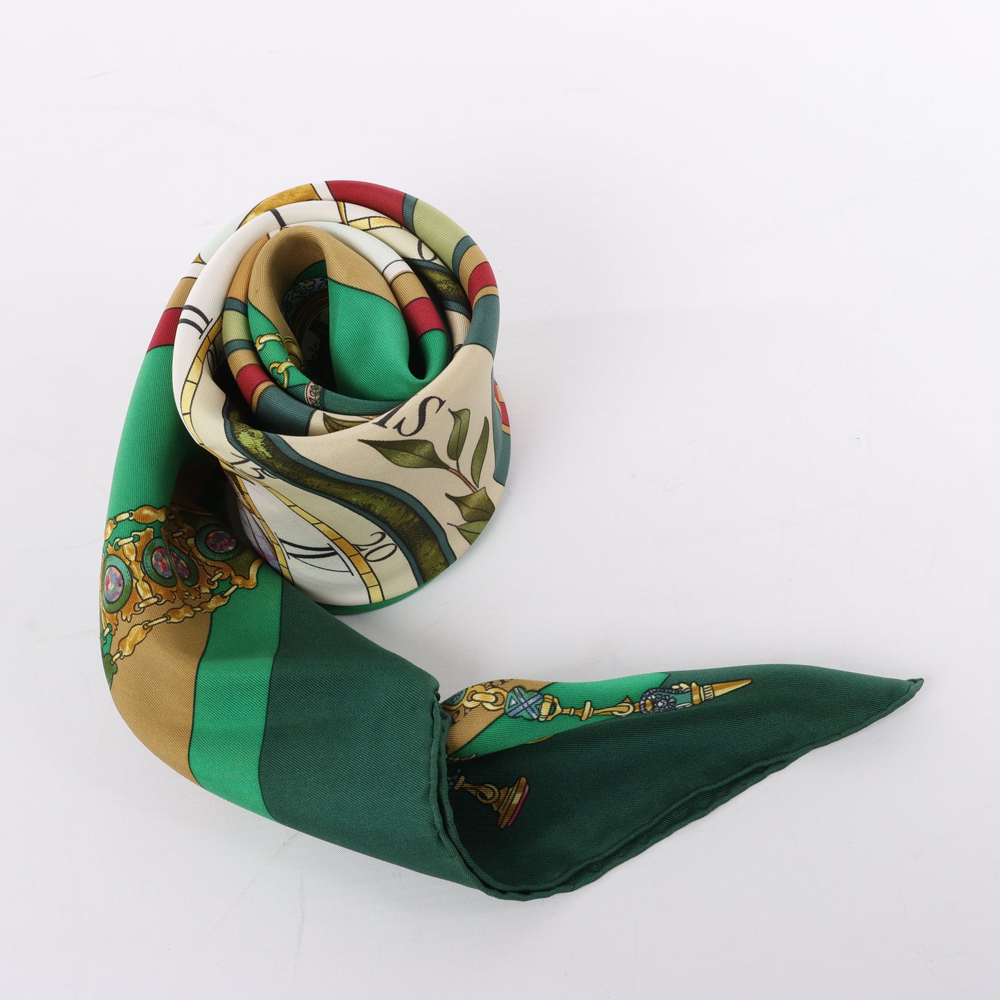 Hermès Carré 90 "La Ronde Des Heures" 100% Soie Foulard en Vert