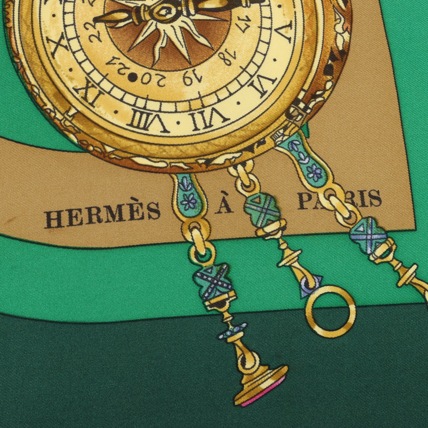 Hermès Carré 90 "La Ronde Des Heures" 100% Soie Foulard en Vert