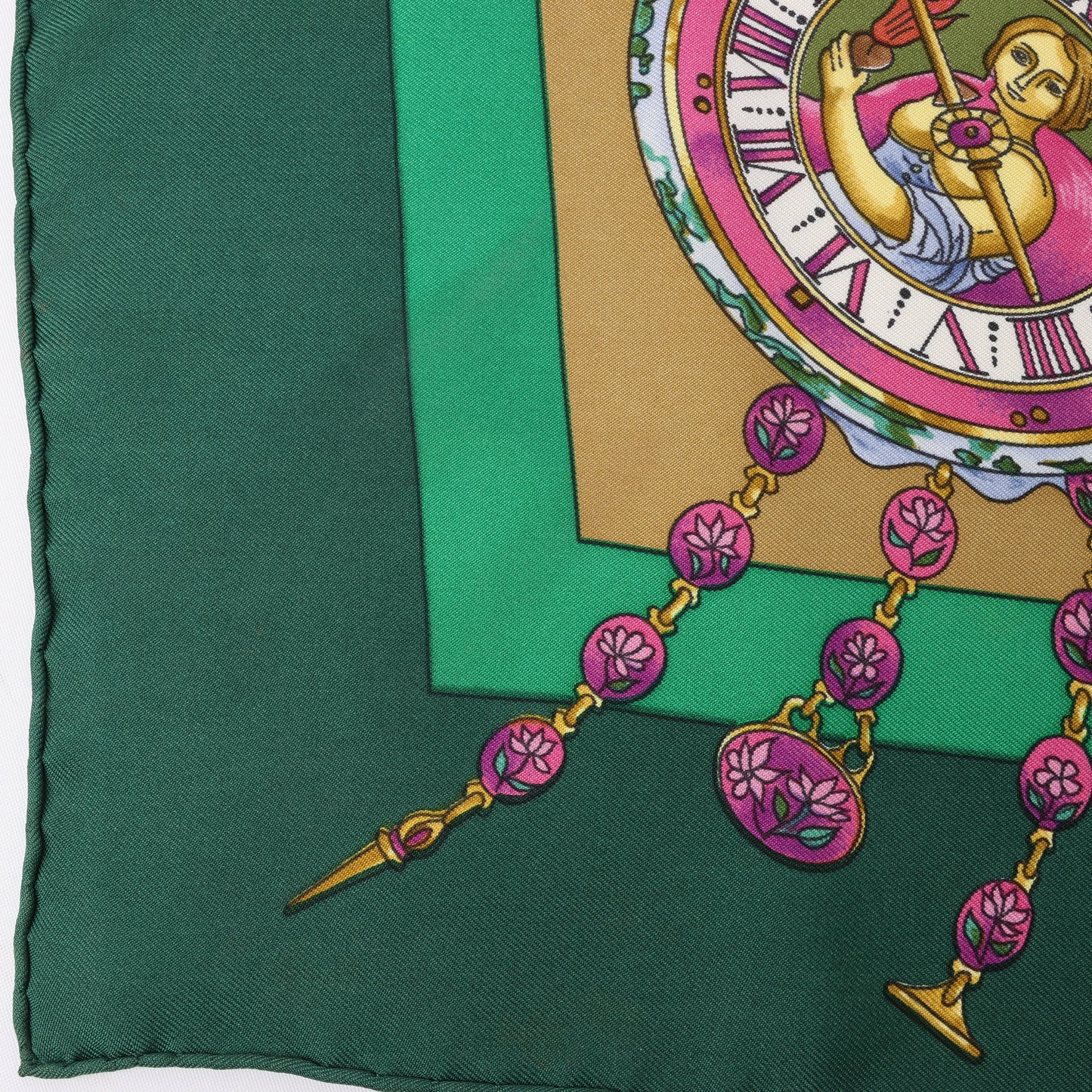 Hermès Carré 90 "La Ronde Des Heures" 100% Soie Foulard en Vert