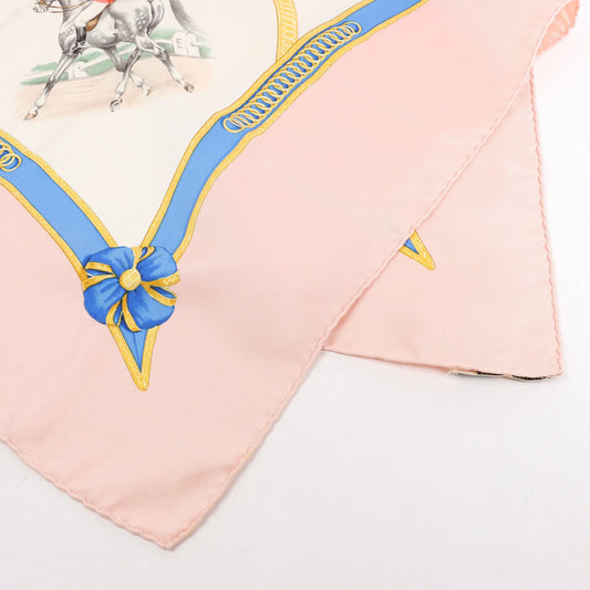 Hermès Carré 90 "Ecole Française d'Equitation" Silk handkerchief in Pink