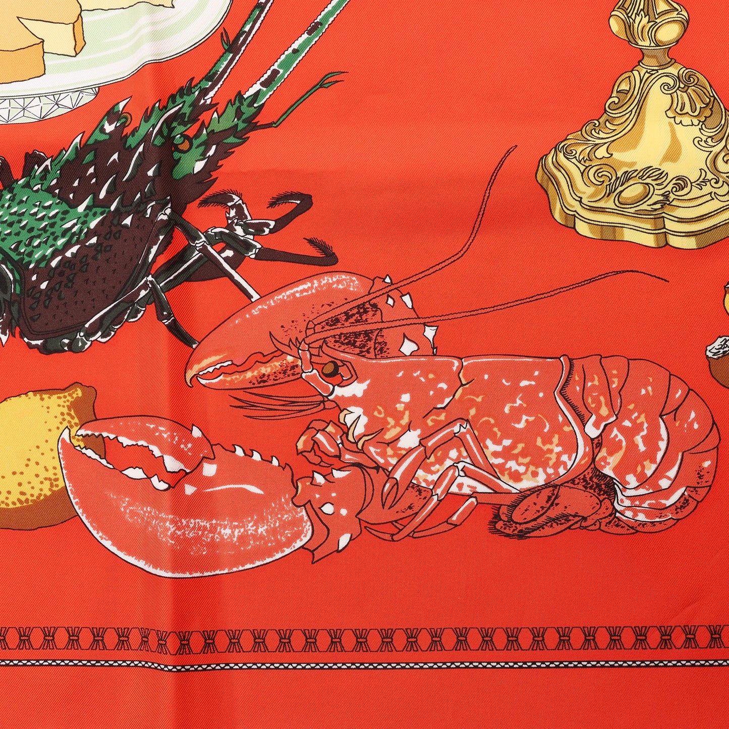 Hermès Carré 90 "SUPPER" Silk handkerchief in Red