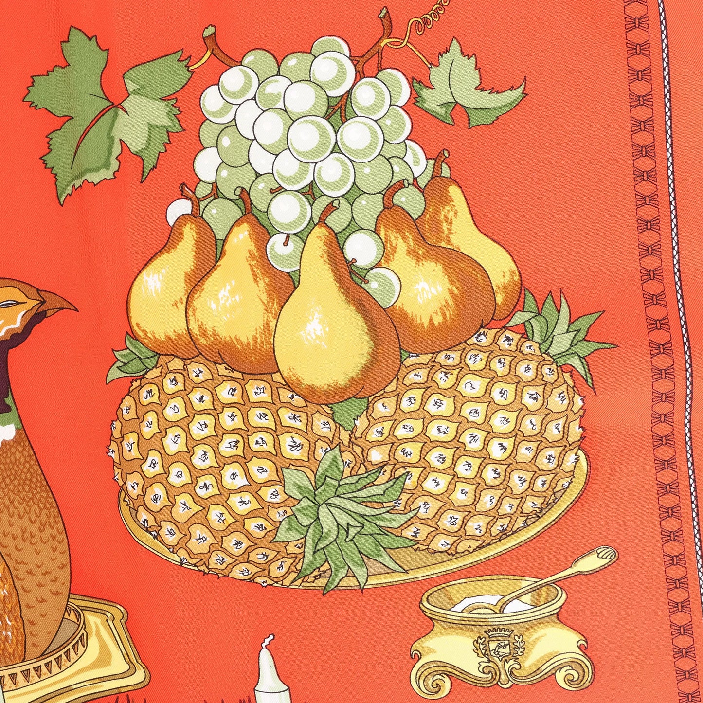 Hermès Carré 90 "SUPPER" Silk handkerchief in Red