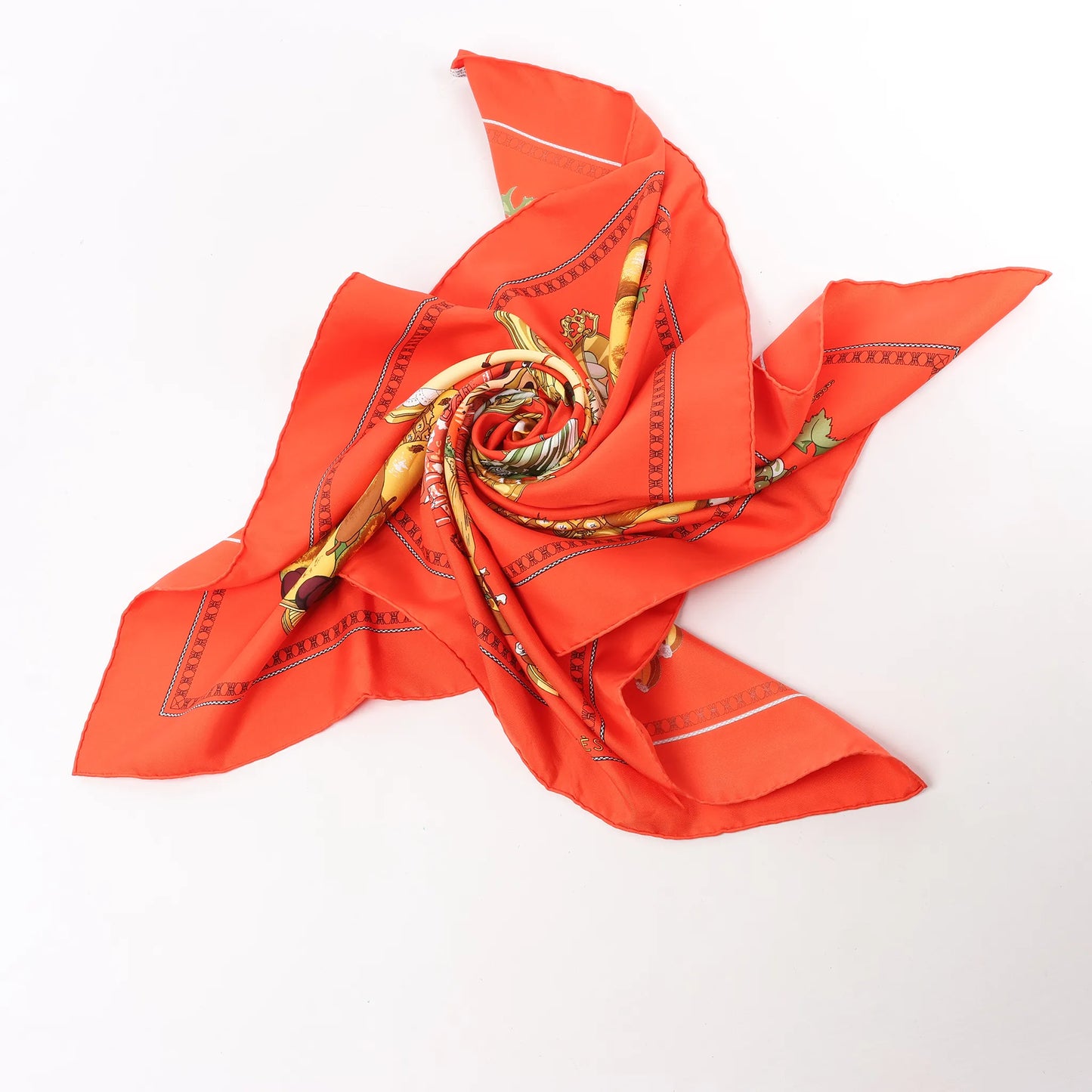 Hermès Carré 90 "SUPPER" Silk handkerchief in Red