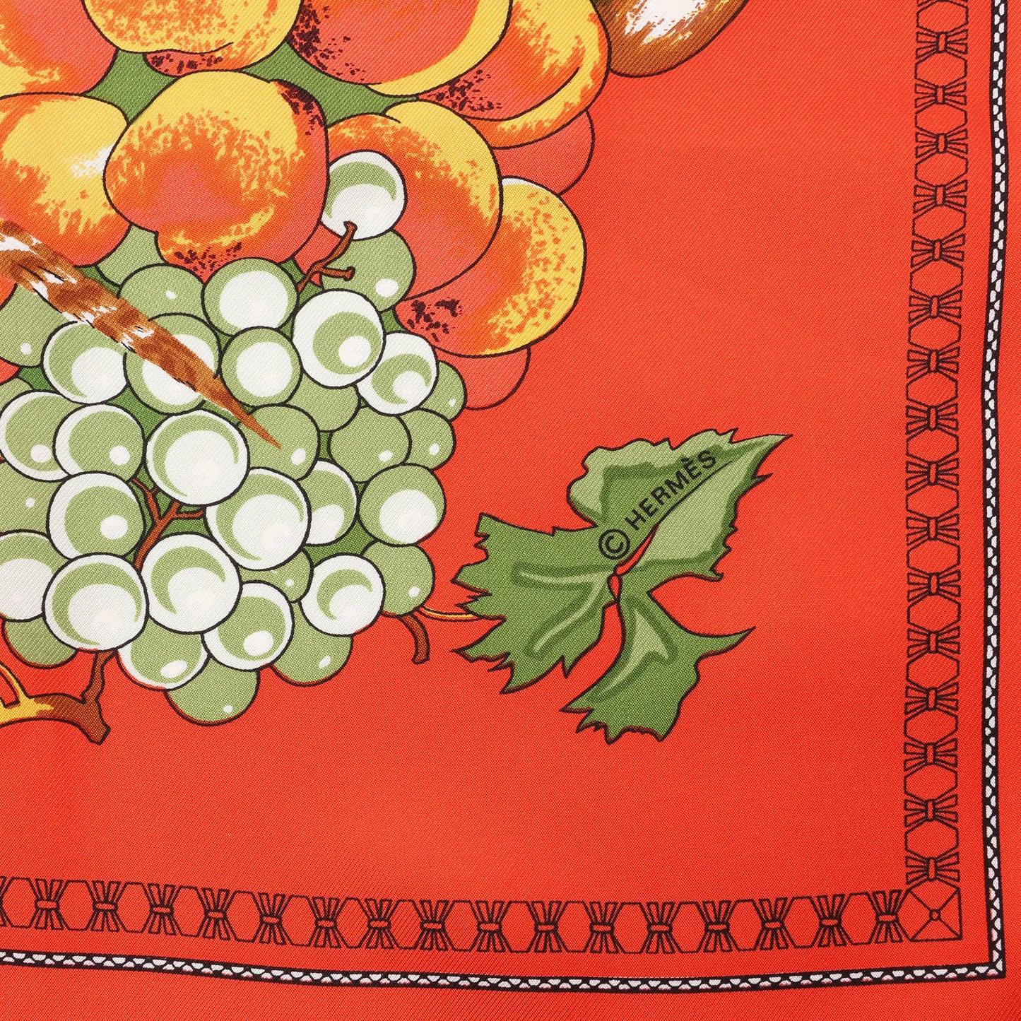 Hermès Carré 90 "SUPPER" Silk handkerchief in Red
