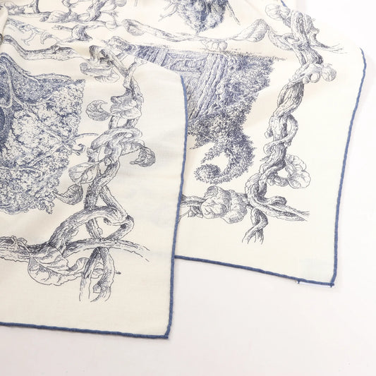 Hermès Carré Géant "LES CABANES" Cashmere & Silk Scarf in in Beige x Navy