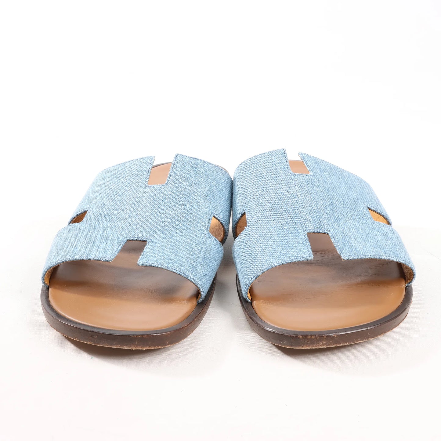 HERMES Izmir Denim Sandals in Light Blue, Size 43 EU
