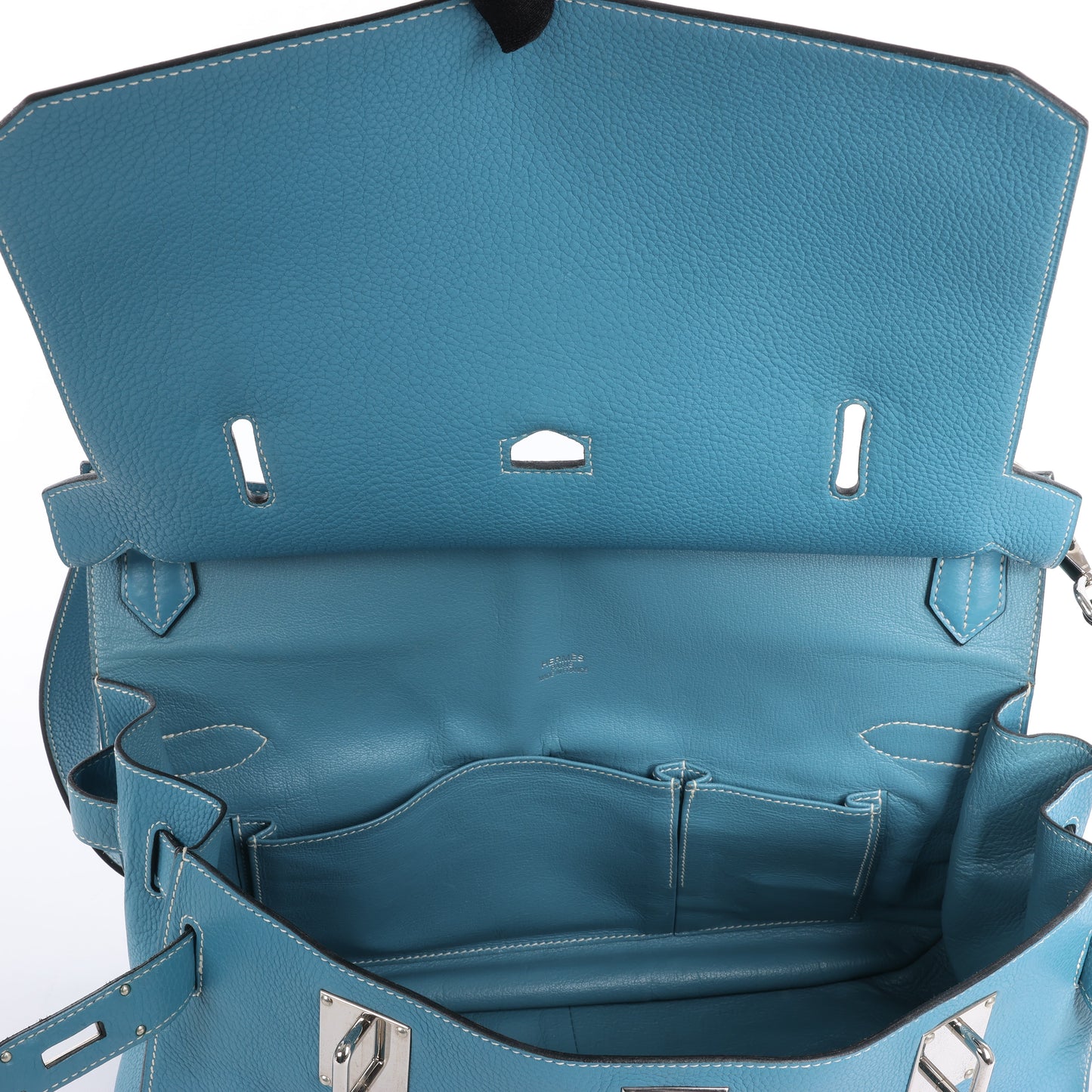 Sac à bandoulière Hermès Jypsière 37 Taurillon Clémence Bleu Jean, garnitures en métal argenté □L : 2008