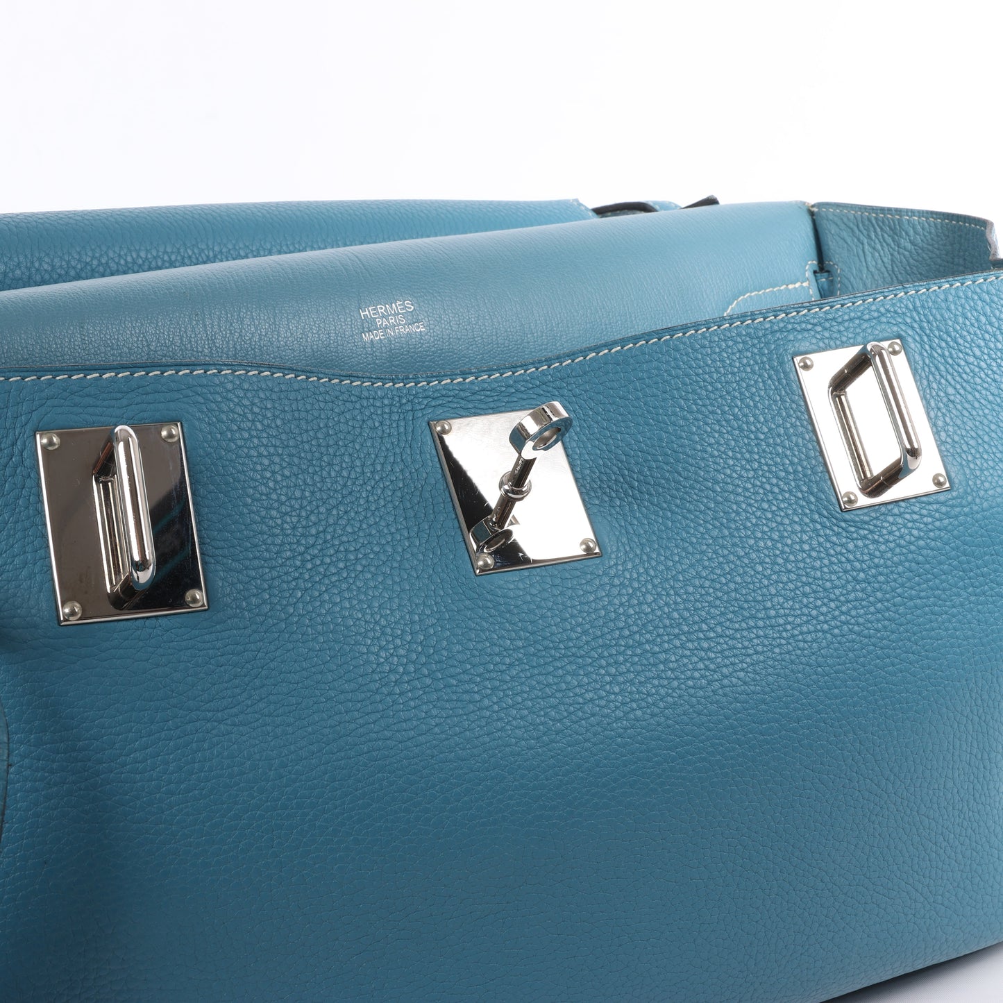Sac à bandoulière Hermès Jypsière 37 Taurillon Clémence Bleu Jean, garnitures en métal argenté □L : 2008
