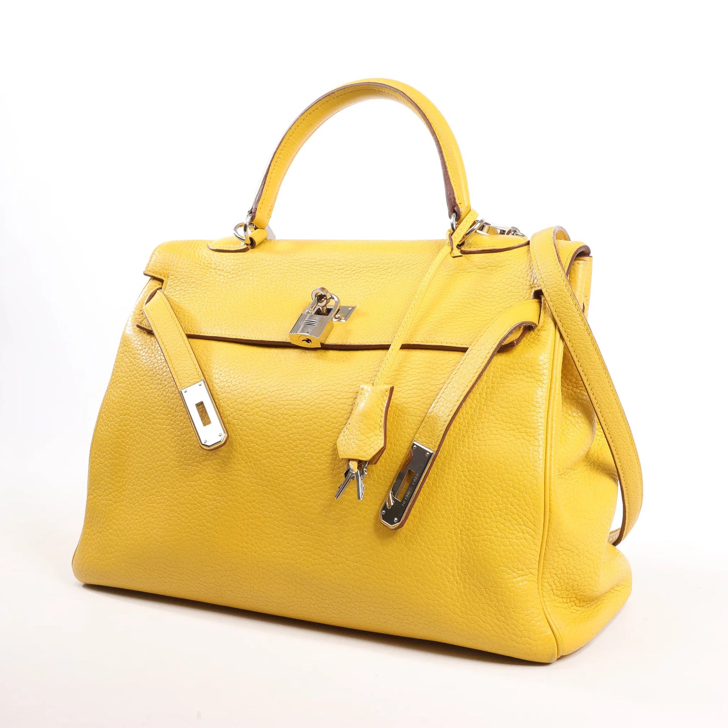 HERMÈS Kelly 35 Le Tournay Taurillon Clemence Handbag in Soleil □M: 2009