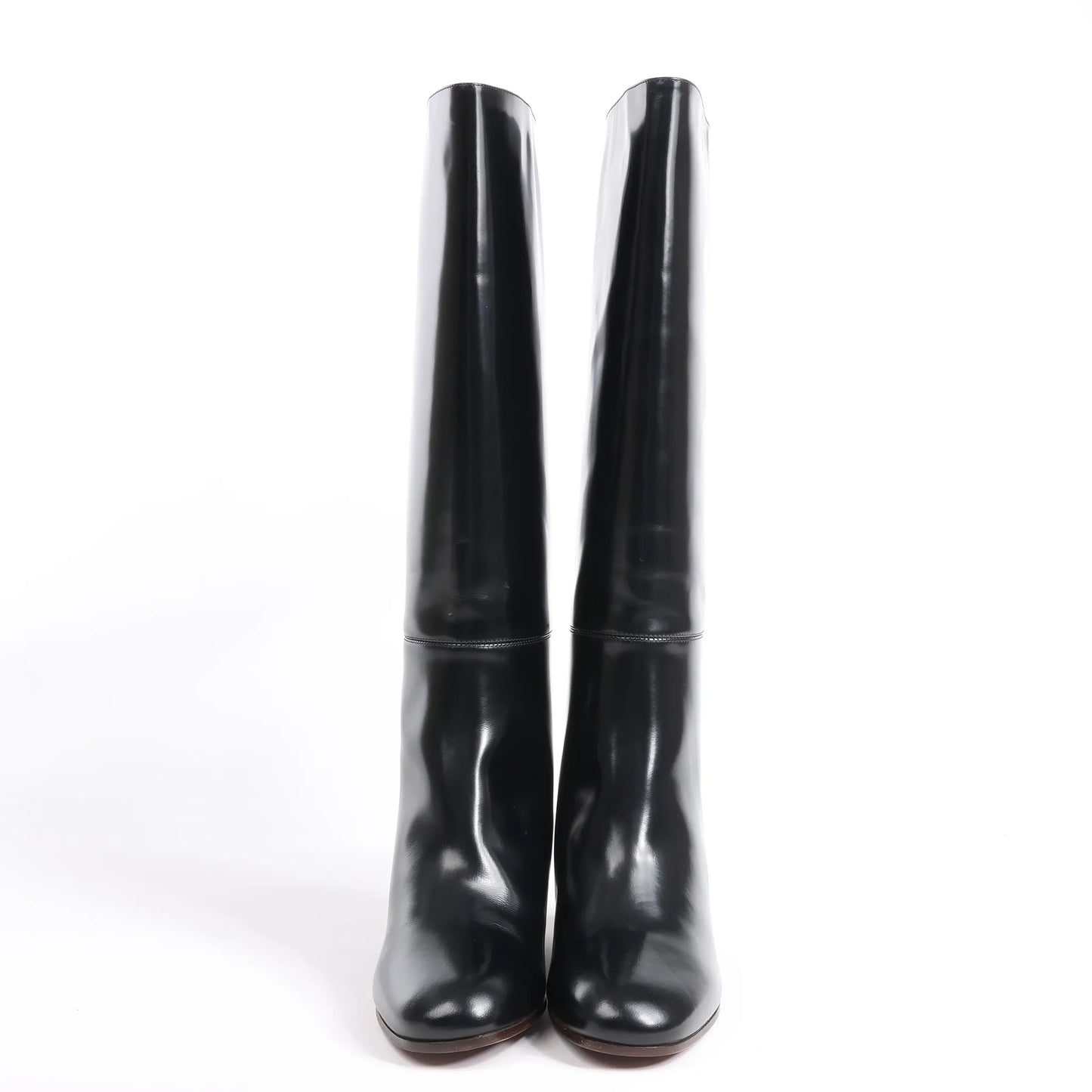 Hermes New Jersey Leather Long Boots in Black, Size 38 EU