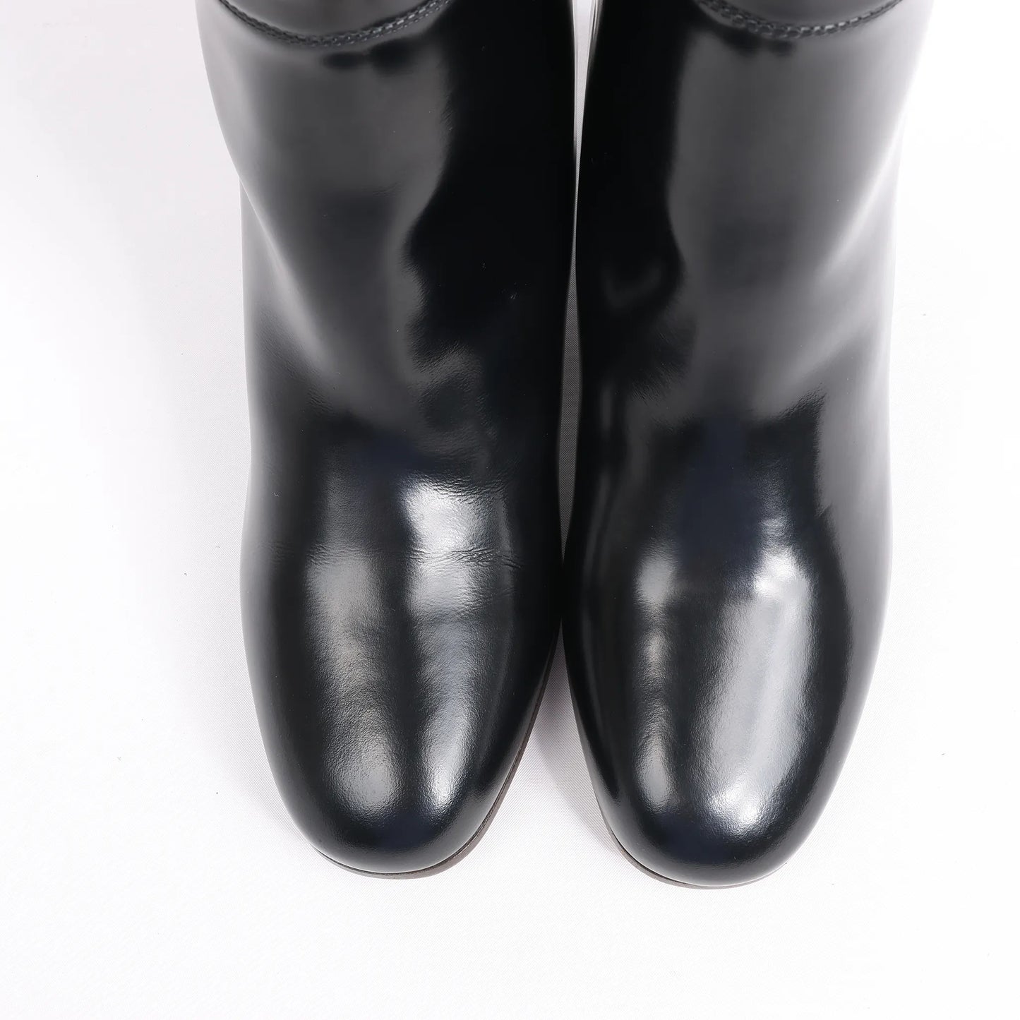 Hermes New Jersey Leather Long Boots in Black, Size 38 EU