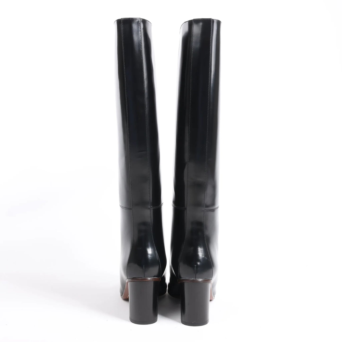 Hermes New Jersey Leather Long Boots in Black, Size 38 EU