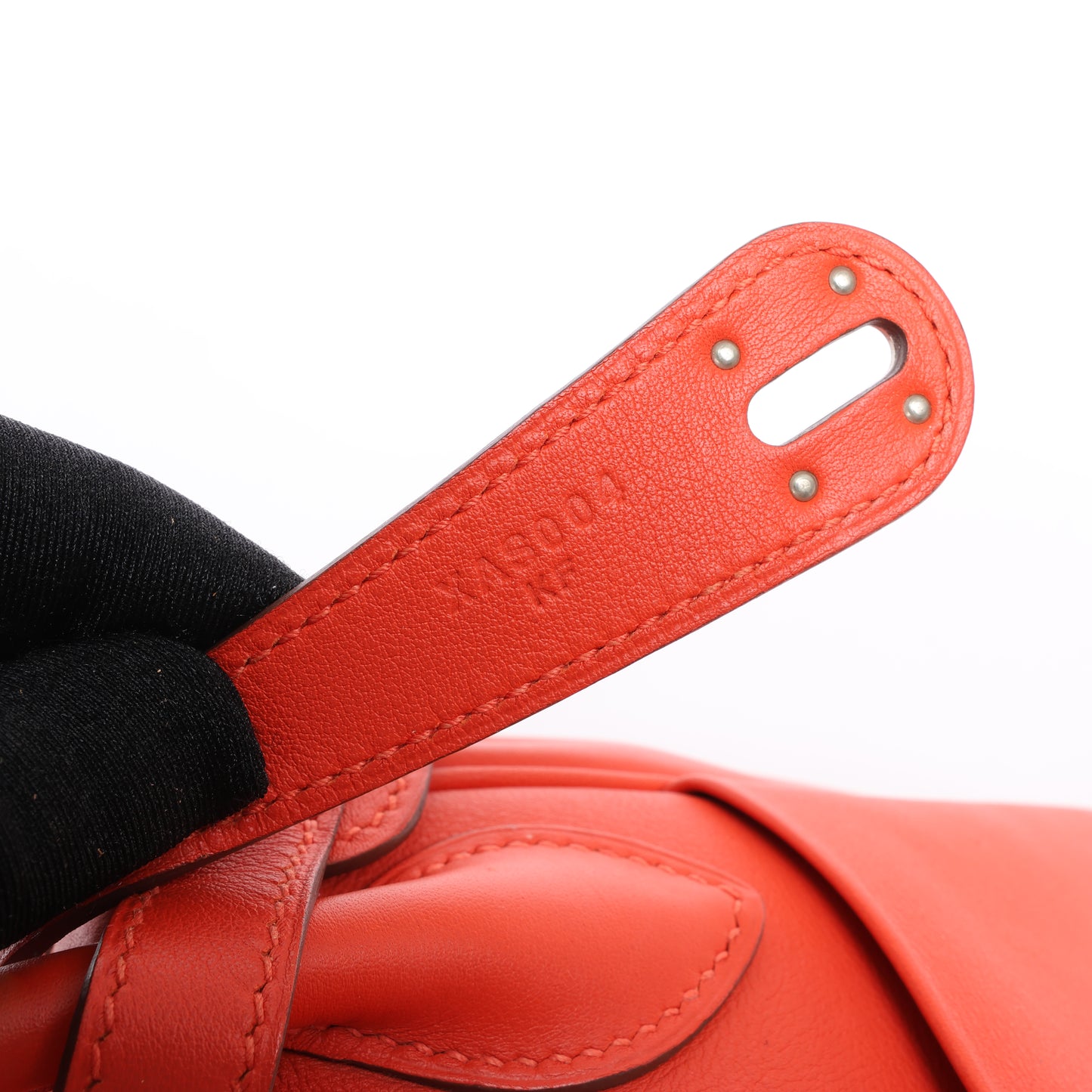 Sac à main Hermès Lindy 30 Veau Swift Rouge Tomate, garnitures en métal argenté, 2 voies, X : 2016