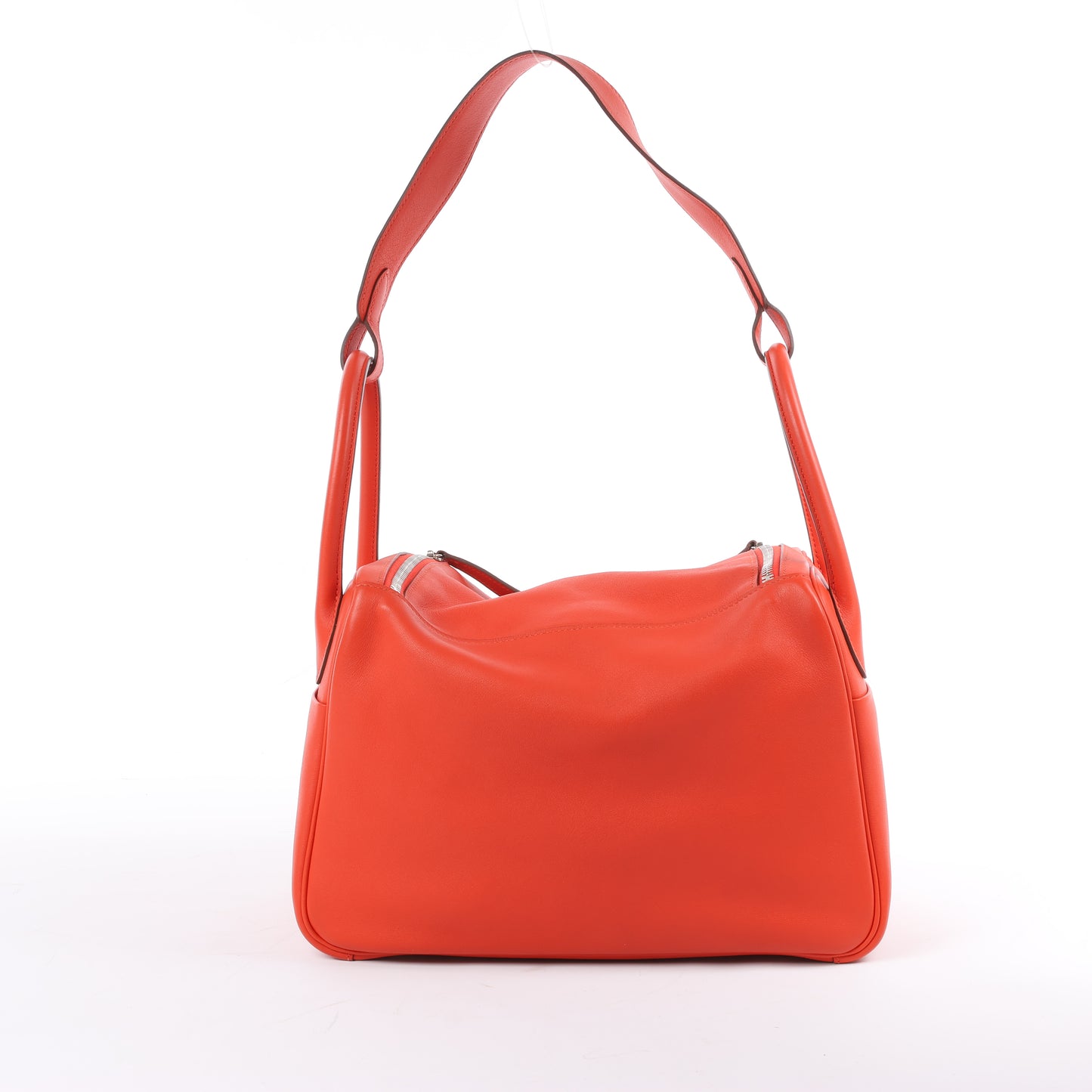 Sac à main Hermès Lindy 30 Veau Swift Rouge Tomate, garnitures en métal argenté, 2 voies, X : 2016