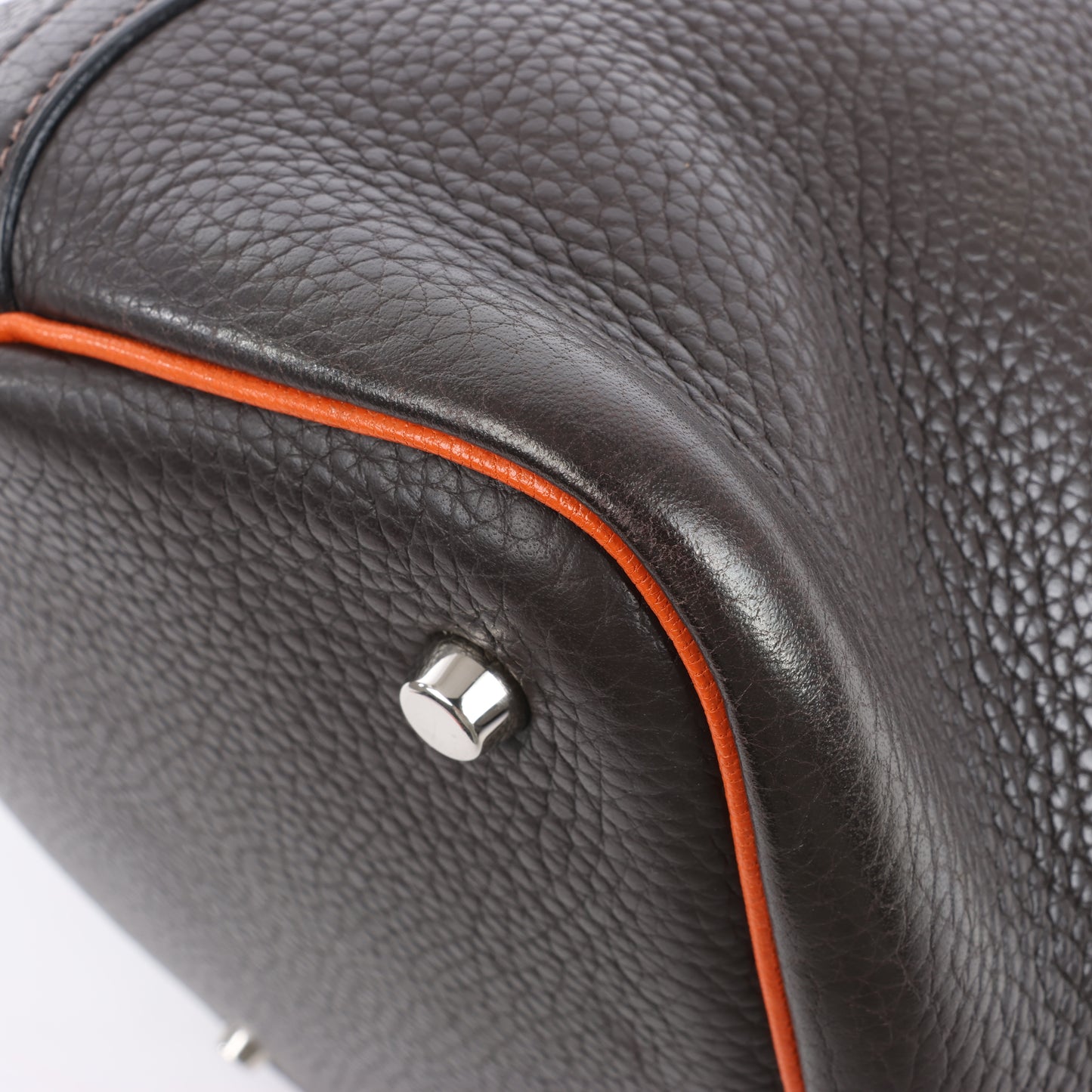 HERMES Picotan 22 MM Eclat Taurillon Clémence Chocolat x orange Garniture Métal Argenté □I : 2005