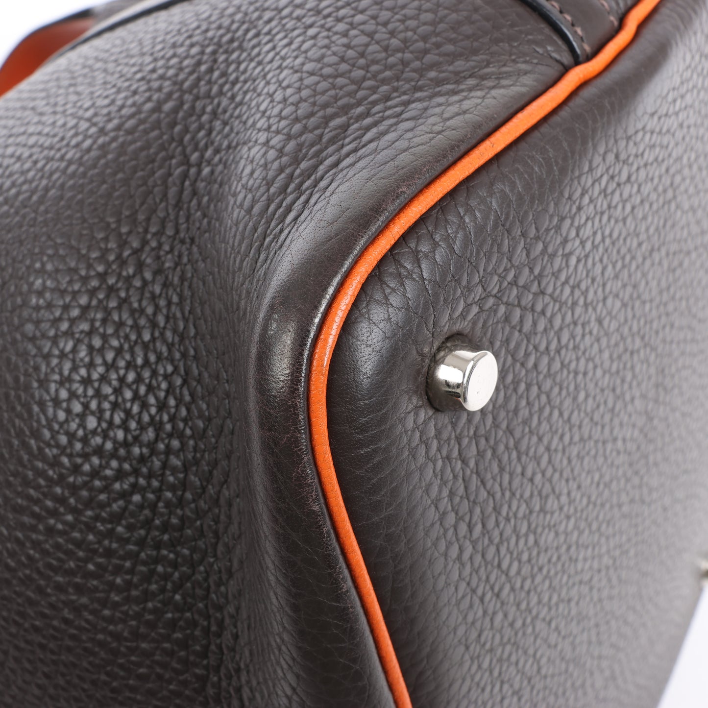 HERMES Picotan 22 MM Eclat Taurillon Clémence Chocolat x orange Garniture Métal Argenté □I : 2005