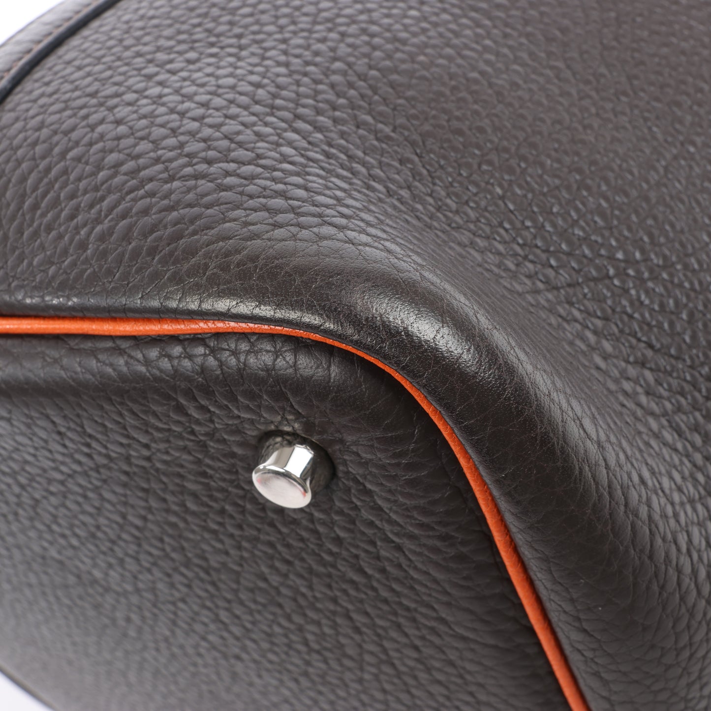 HERMES Picotan 22 MM Eclat Taurillon Clémence Chocolat x orange Garniture Métal Argenté □I : 2005