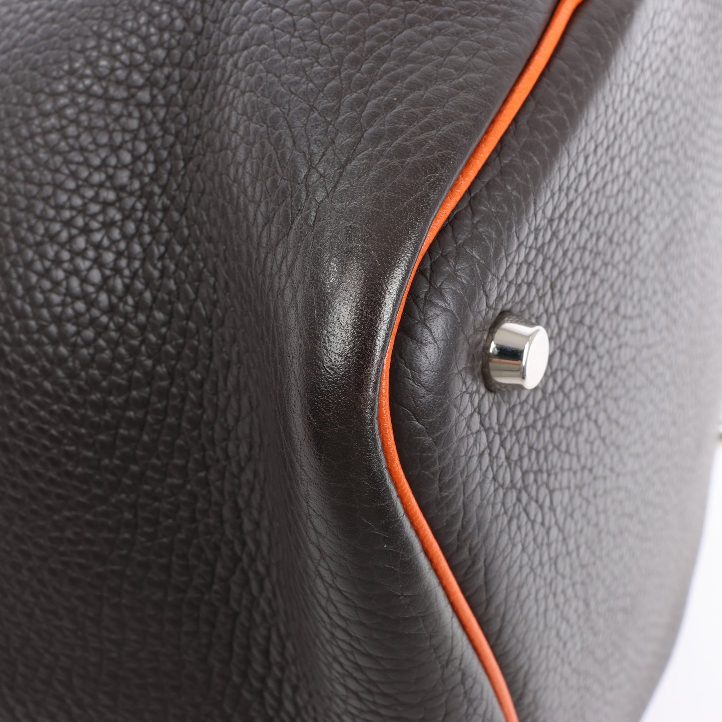 HERMES Picotan 22 MM Eclat Taurillon Clémence Chocolat x orange Garniture Métal Argenté □I : 2005