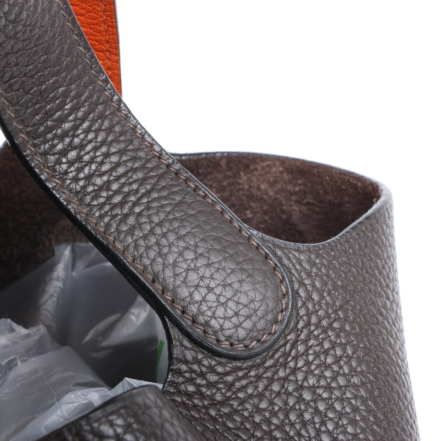 HERMES Picotan 22 MM Eclat Taurillon Clémence Chocolat x orange Garniture Métal Argenté □I : 2005