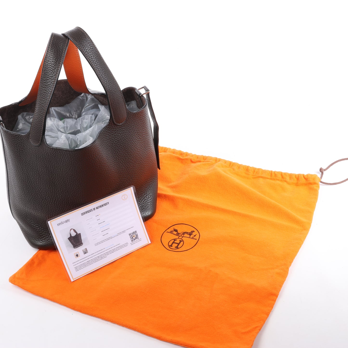 HERMES Picotan 22 MM Eclat Taurillon Clémence Chocolat x orange Garniture Métal Argenté □I : 2005