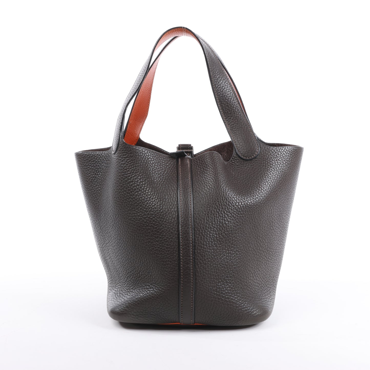 HERMES Picotan 22 MM Eclat Taurillon Clémence Chocolat x orange Garniture Métal Argenté □I : 2005