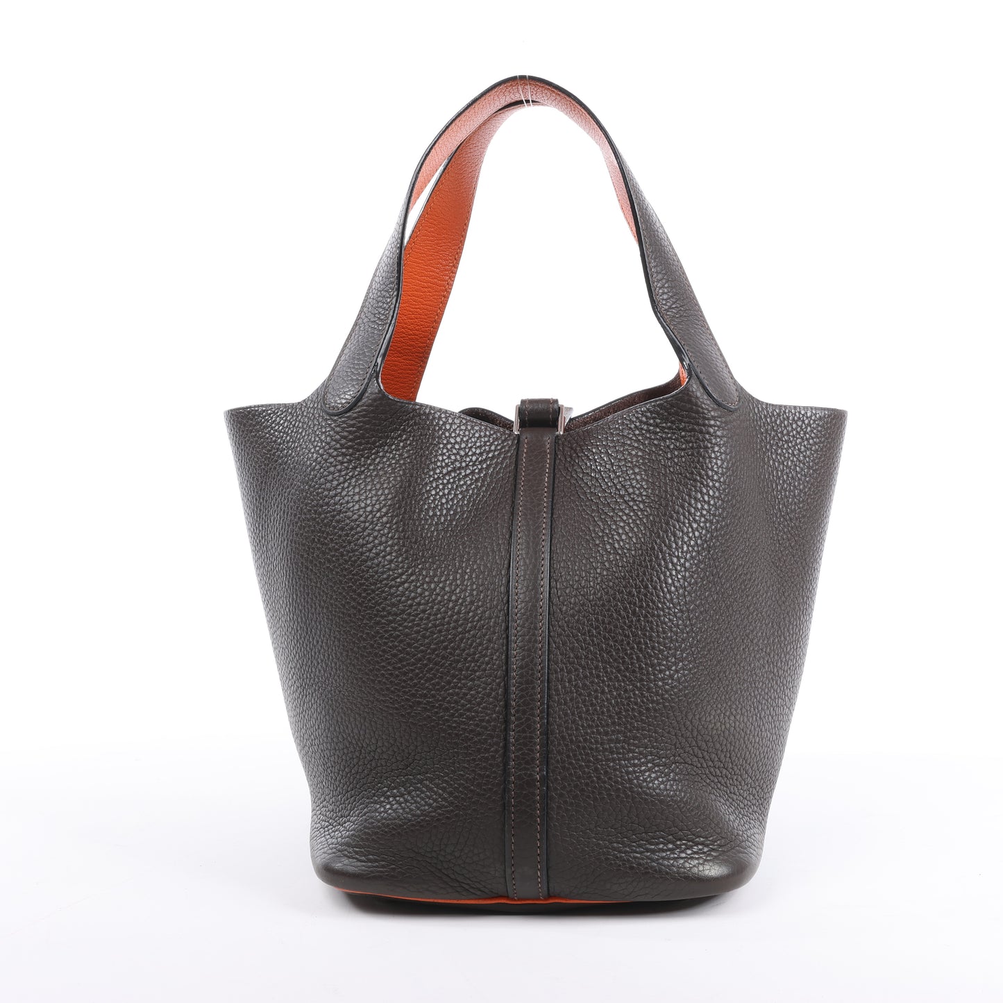 HERMES Picotan 22 MM Eclat Taurillon Clémence Chocolat x orange Garniture Métal Argenté □I : 2005