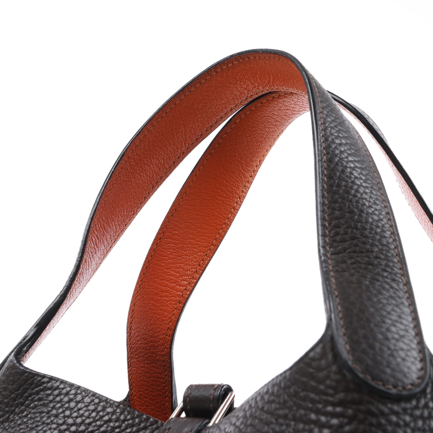 HERMES Picotan 22 MM Eclat Taurillon Clémence Chocolat x orange Garniture Métal Argenté □I : 2005