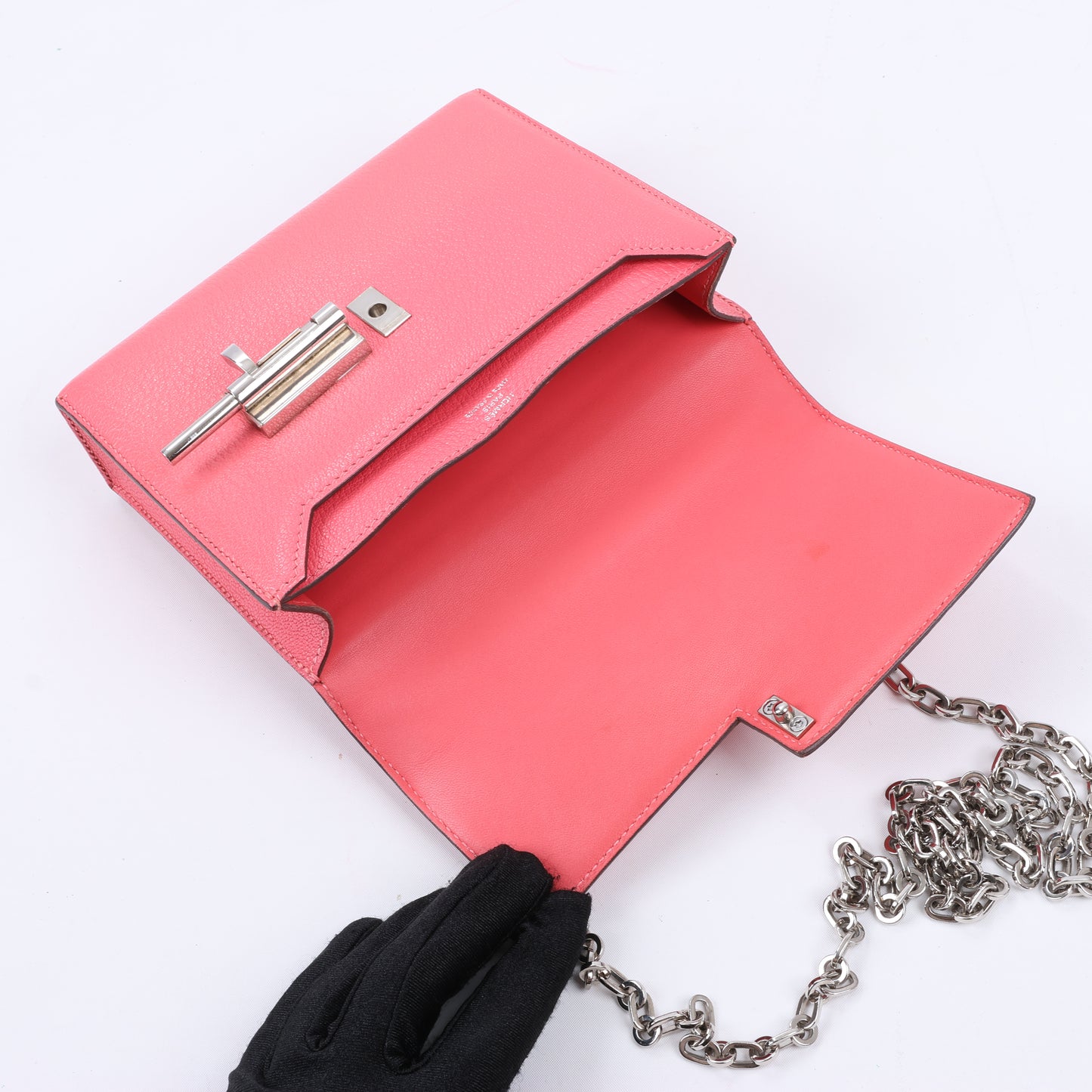 HERMES Verrou Chain Mini Chèvre Mysore Rose Ete Sac à Bandoulière Argenté Ferrures En Métal C: 2018