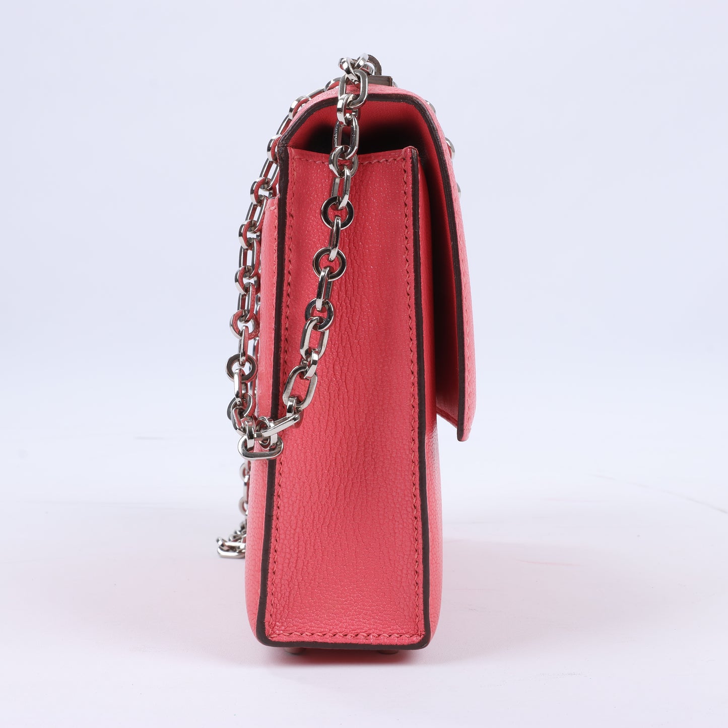 HERMES Verrou Chain Mini Chèvre Mysore Rose Ete Sac à Bandoulière Argenté Ferrures En Métal C: 2018