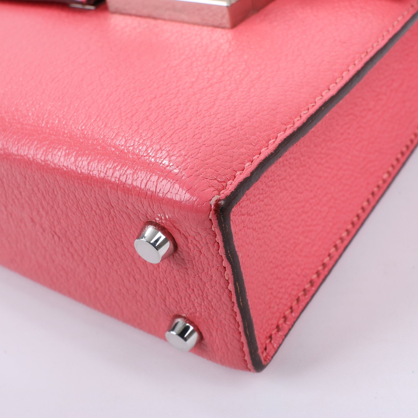 HERMES Verrou Chain Mini Chèvre Mysore Rose Ete Sac à Bandoulière Argenté Ferrures En Métal C: 2018