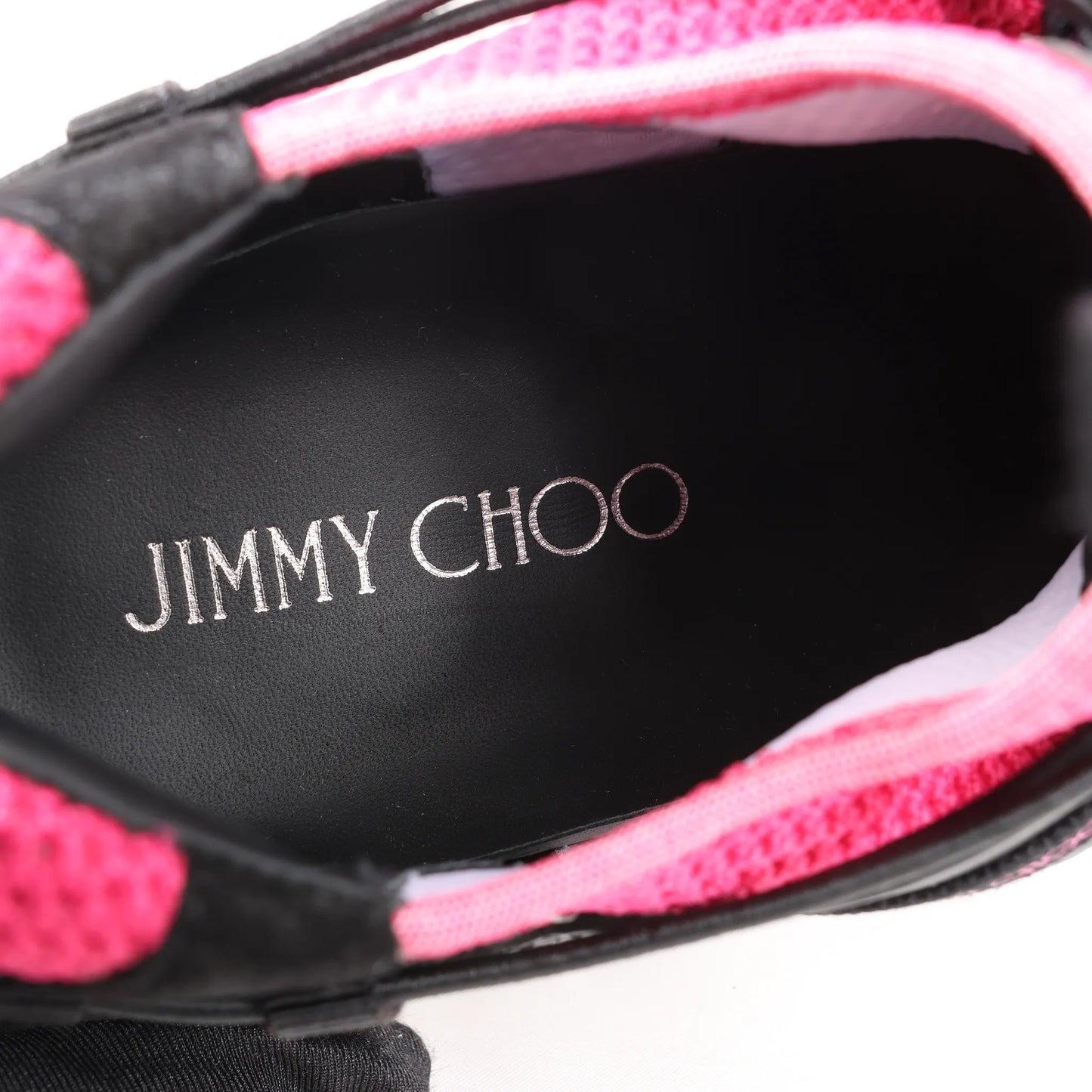 Jimmy Choo Diamond Fabric Sneakers in Pink x Black, Size 39 EU