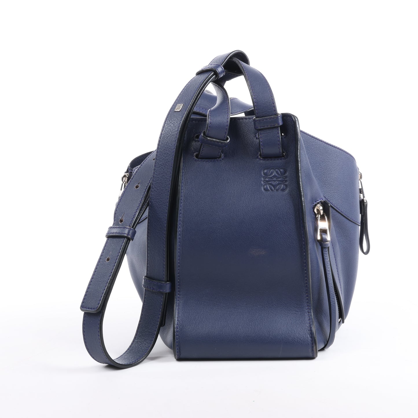Petit sac à main bidirectionnel en cuir LOEWE Hammock, bleu marine