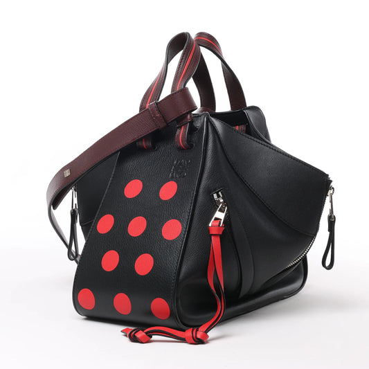 LOEWE Hammock Small Leather 2Way Handbag in Black x Red