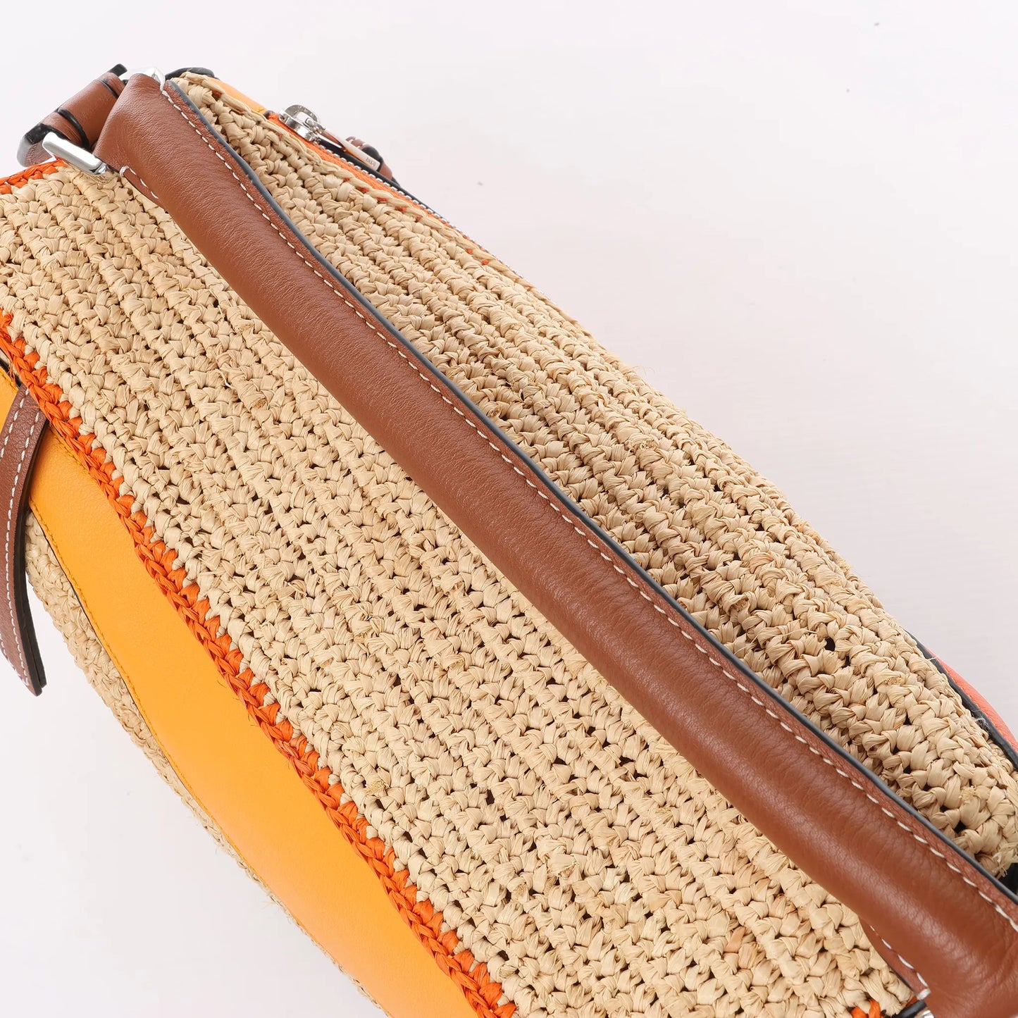 LOEWE Puzzle Medium Raffa x Leather 2Way Handbag in Orange x Brown x Beige