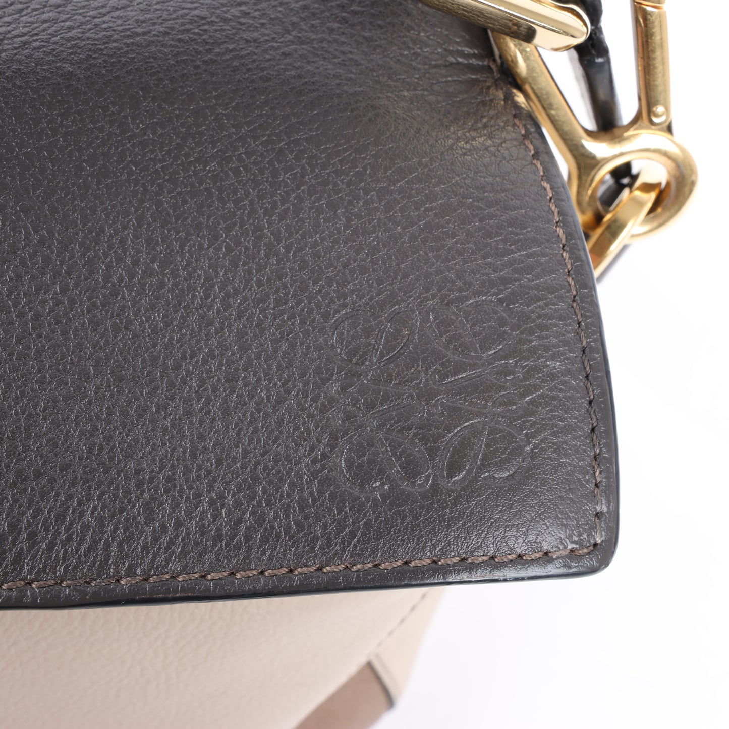 LOEWE Puzzle Medium Leather 2Way Handbag in Brown x Beige