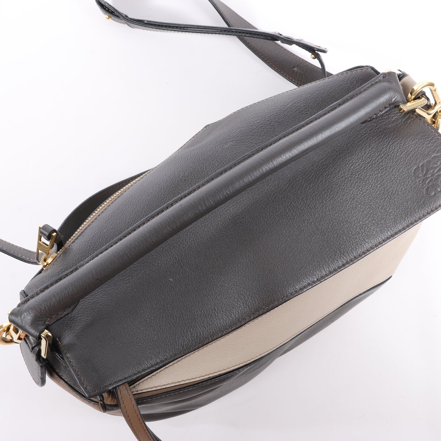LOEWE Puzzle Medium Leather 2Way Handbag in Brown x Beige