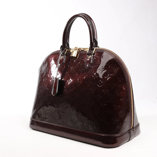 Louis Vuitton Vernis Alma GM Handbag in Burgundy M91687