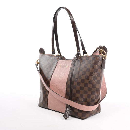 Sac bandoulière Louis Vuitton Jersey Damier x Cuir 2 voies Marron x Rose N44041