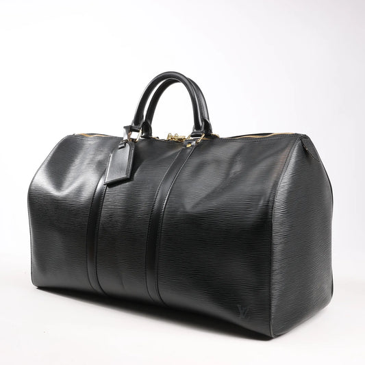 Louis Vuitton Epi Leather Keepall 50 Travel Bag in Black M42962