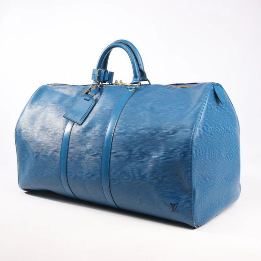 Louis Vuitton Epi Leather Keepall 55 Travel Bag in Blue M42955