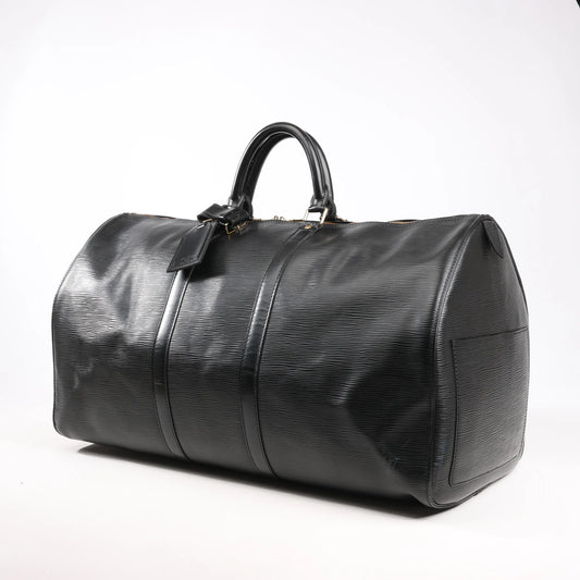 Louis Vuitton Epi Leather Keepall 55 Travel Bag in Black M59142