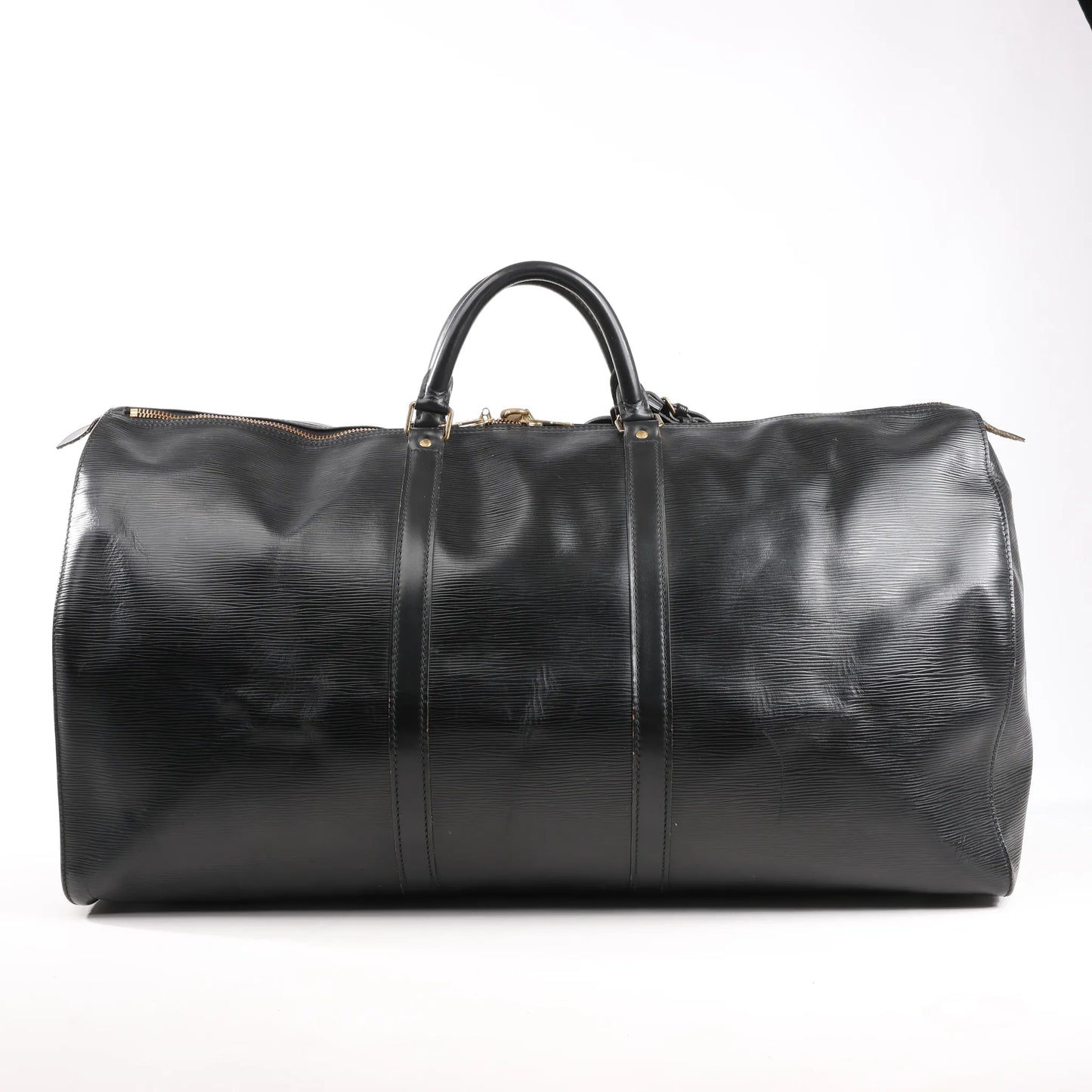 Louis Vuitton Epi Leather Keepall 60 Travel Bag in Black M42942
