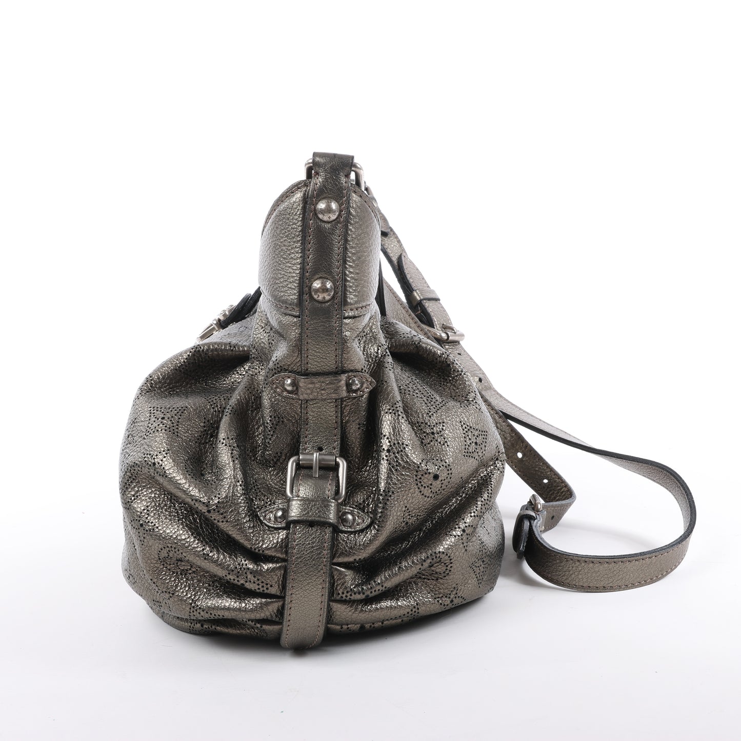 Louis Vuitton Metallic Monogram Mahina Leder Solar XS Umhängetasche in Bronze M95717