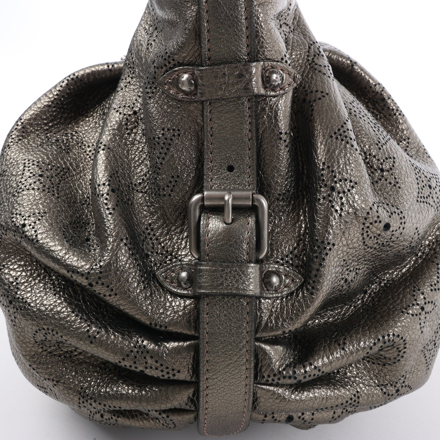 Louis Vuitton Metallic Monogram Mahina Leder Solar XS Umhängetasche in Bronze M95717