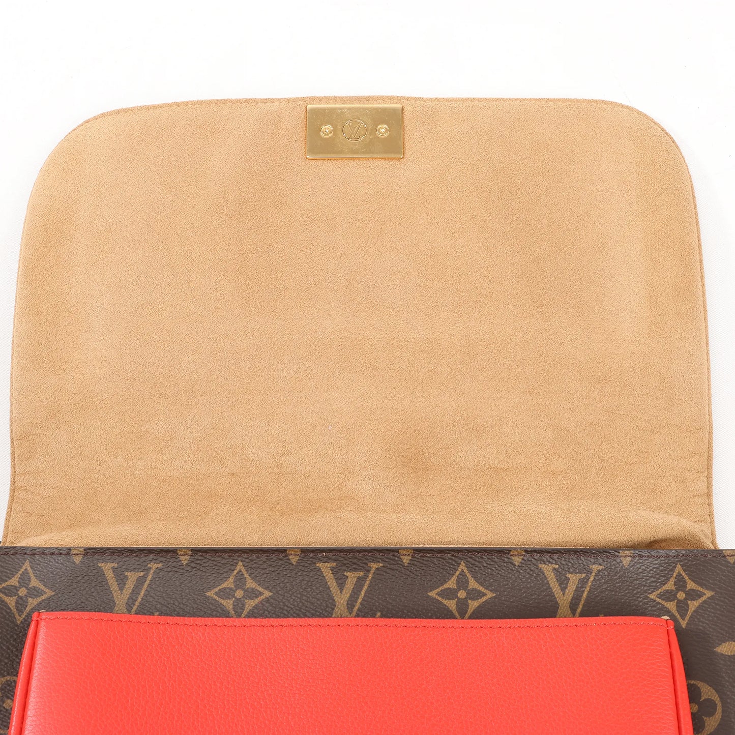 Louis Vuitton Monogram Marignan 2Way Female Handbag in Brown x Red M44286