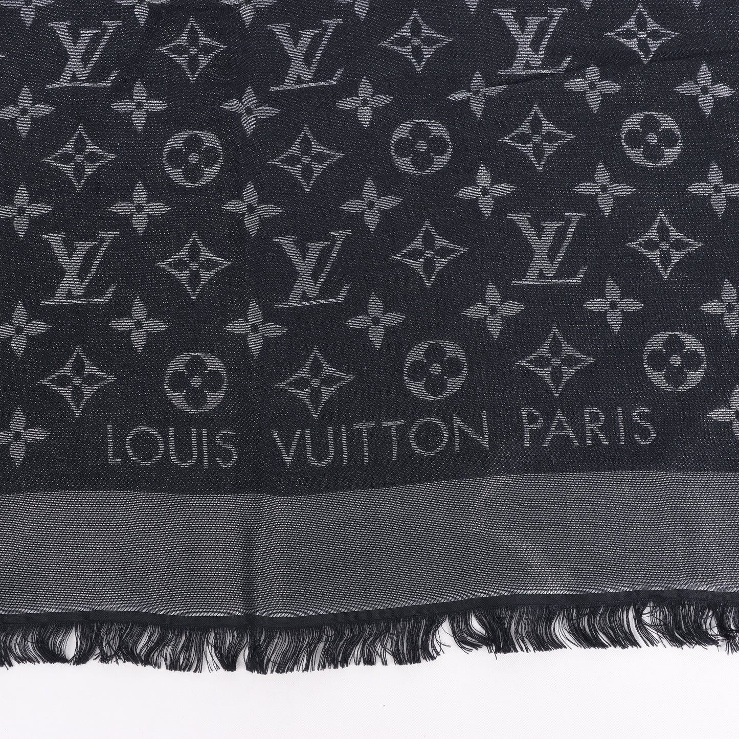 Louis Vuitton Monogram Shine Silk Scarf in Black M75123 MR0261