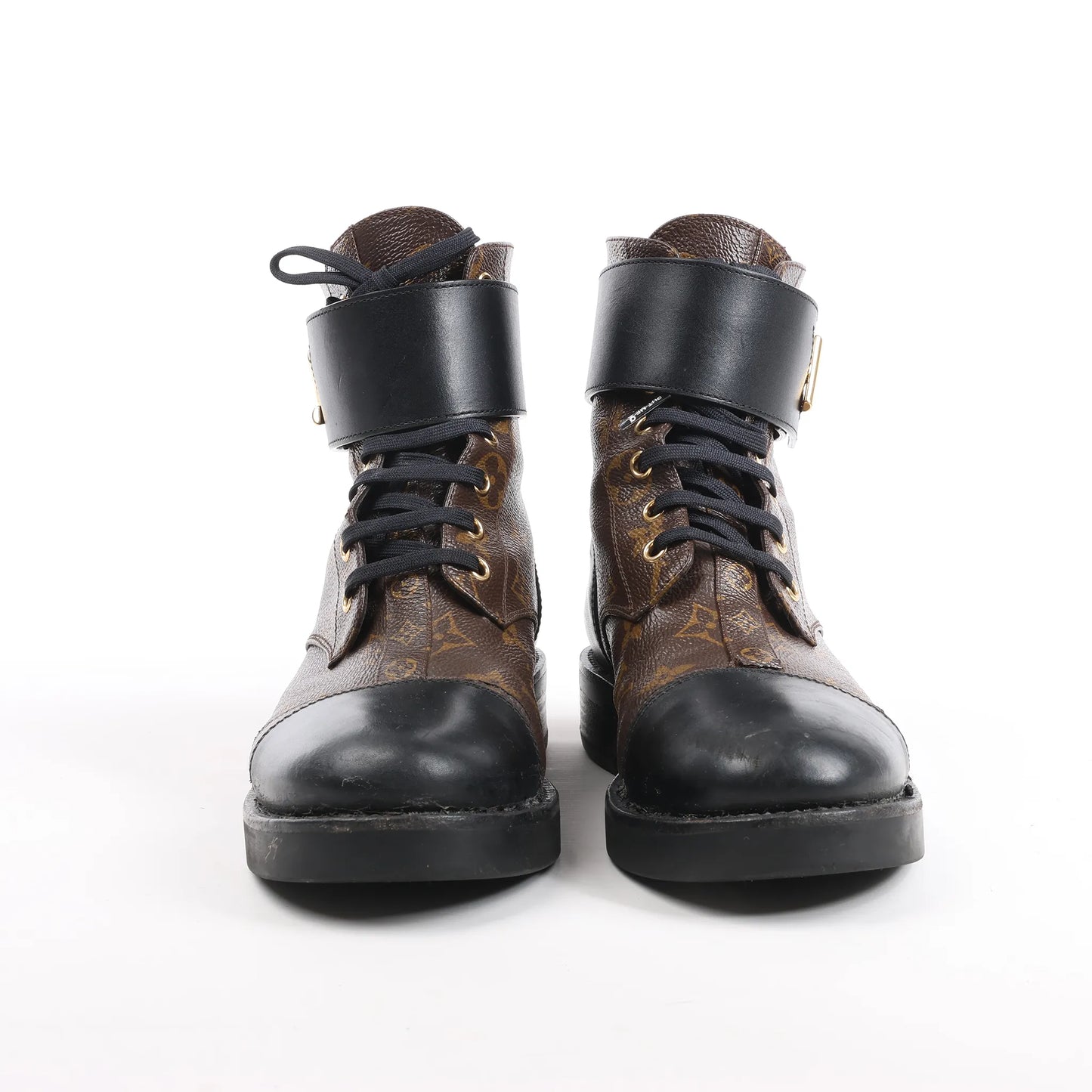 Louis Vuitton Monogram Wonderland Flat Ranger Ankle Boots in Black, Size 39 EU