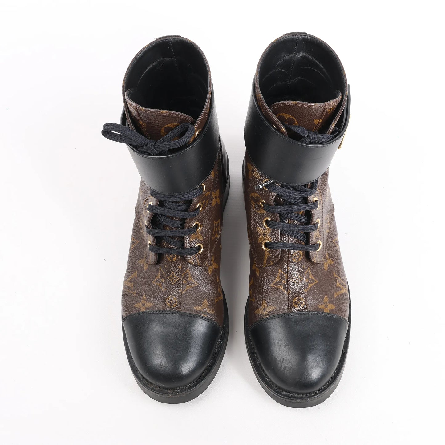 Louis Vuitton Monogram Wonderland Flat Ranger Ankle Boots in Black, Size 39 EU